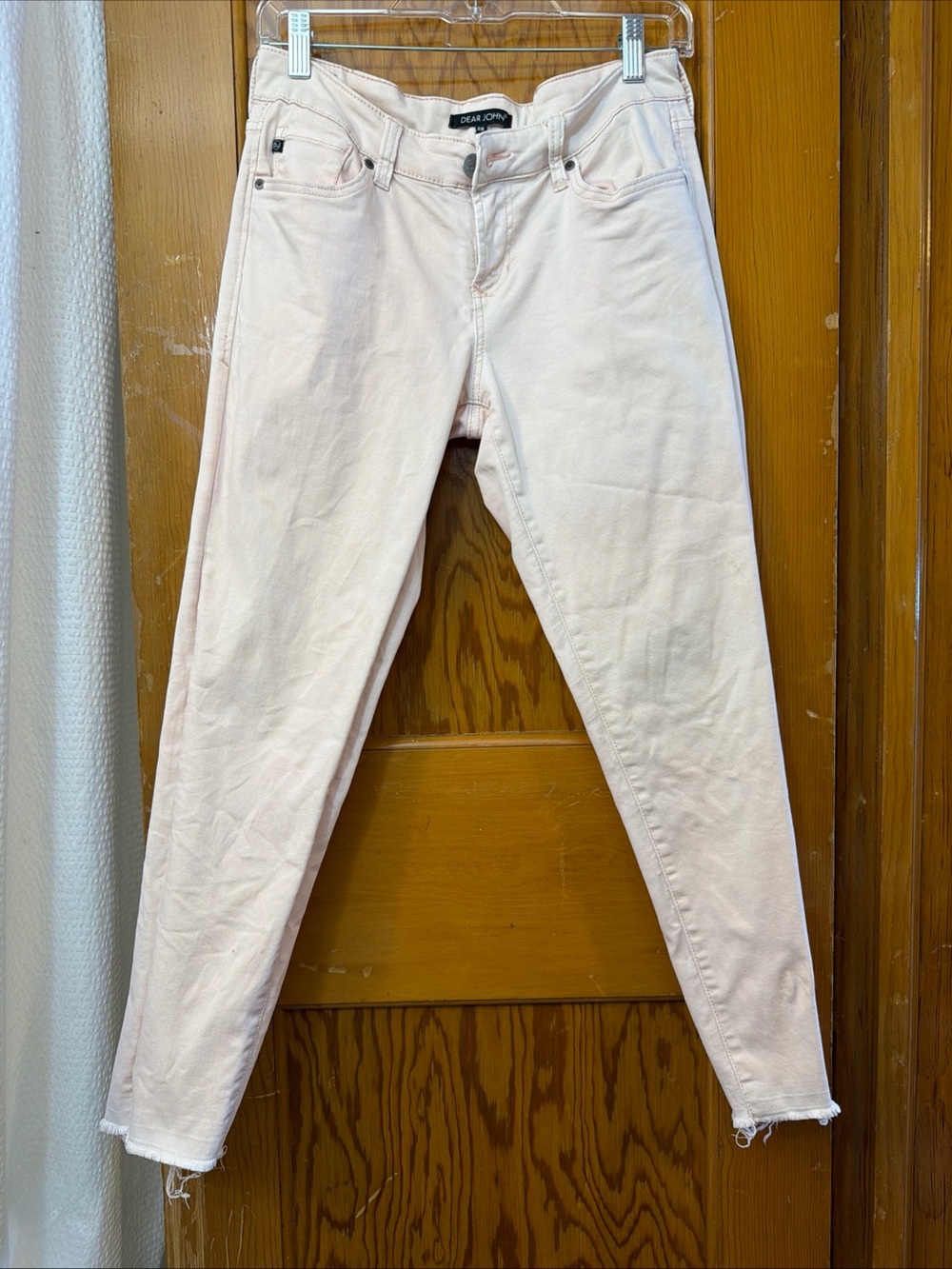 Dear John Pale Pink Mid Rise Skinny Jeans 28 Raw Hem